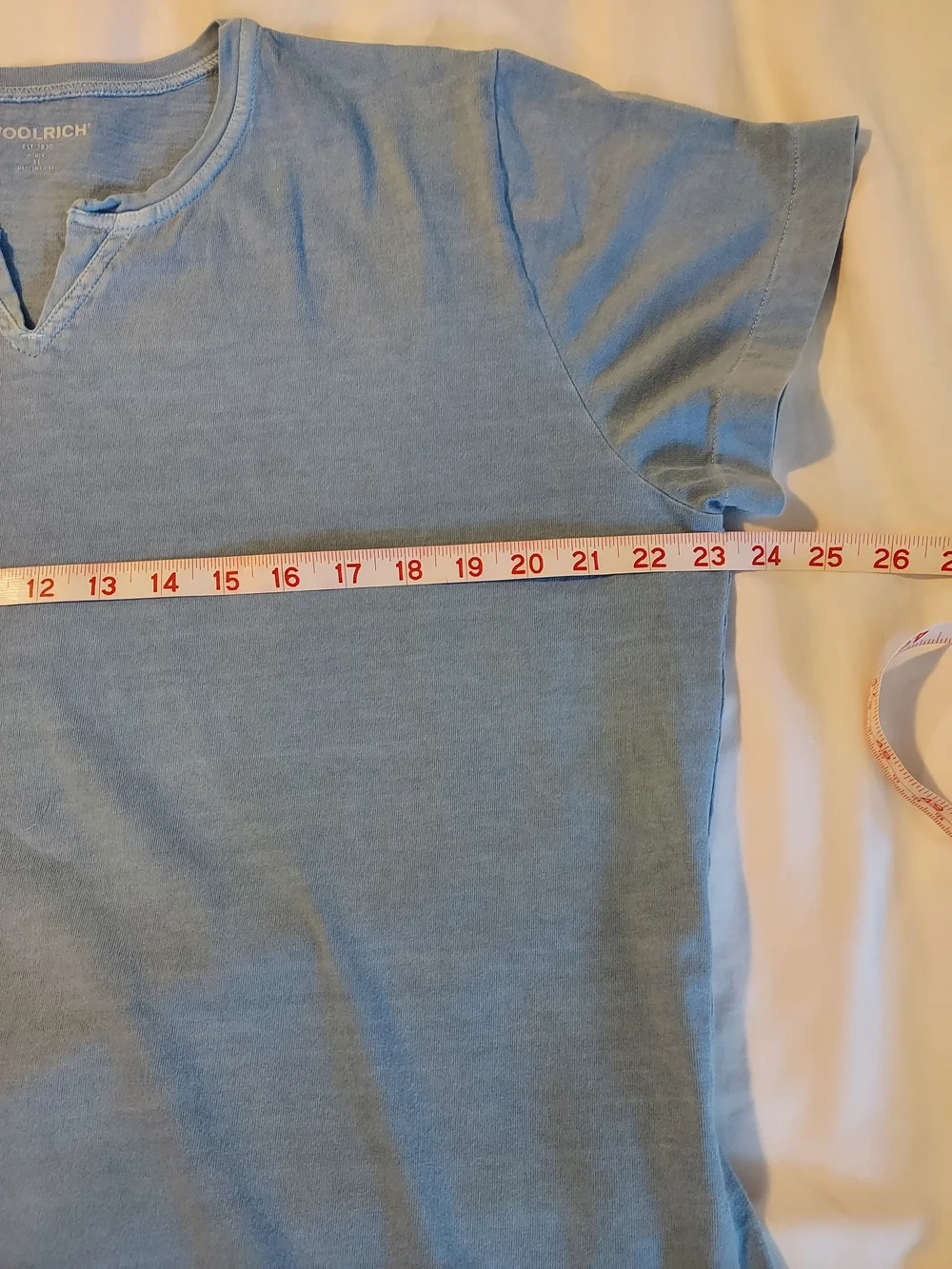Woolrich Womens Light Blue Cotton Split Notch Neck Short Sleeve T-Shirt XL